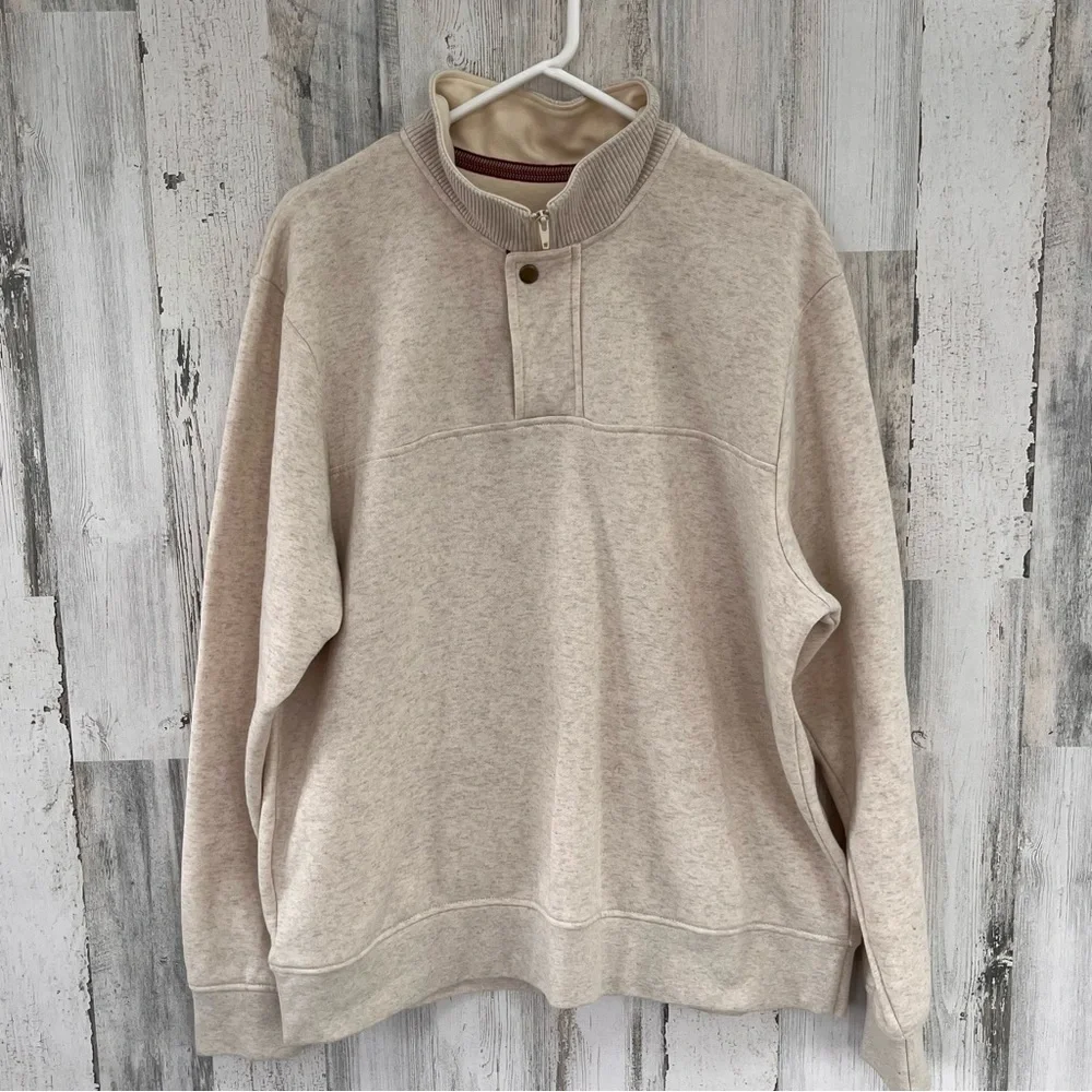 Orvis Men’s 4 Button & Snap Closure Pullover Sweater Size Large In Cream